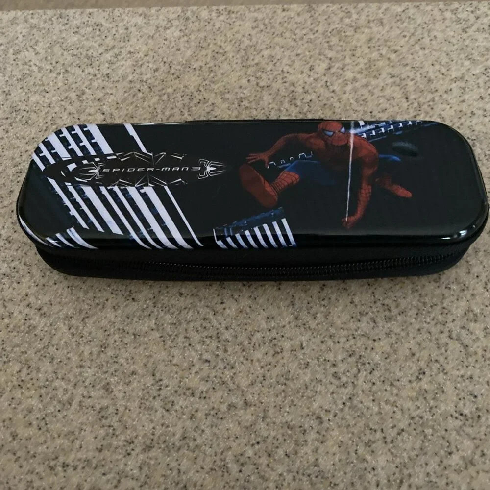 Amazing Spider‑Man 3 Black Zipper Pencil Case – Durable Plastic – 2.75x7.5